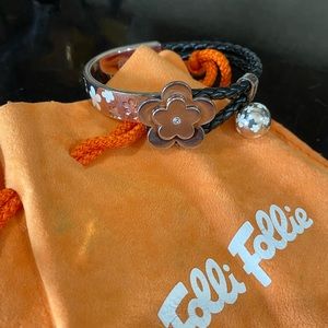 Folli Folli flower and leather bracelet